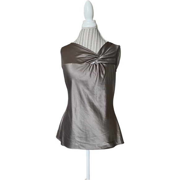Ann Taylor LOFT Pewter Gray Silk Twist Career Office Blouse Top Small S - Picture 1 of 4